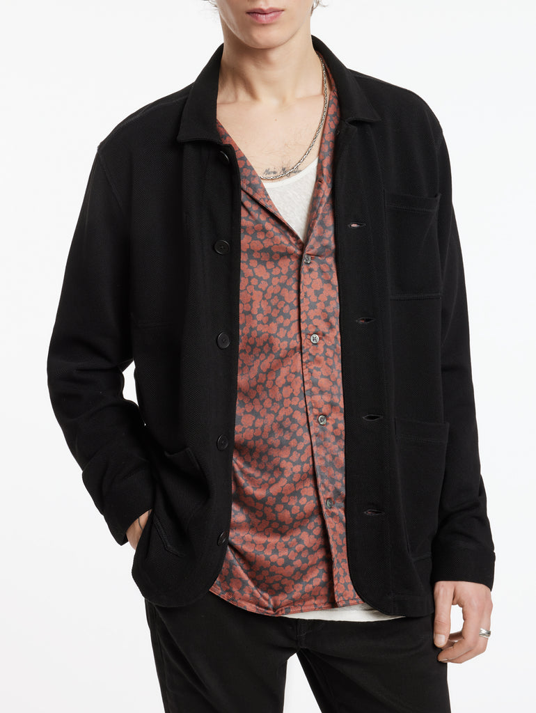 John Varvatos Long Seed Stitch Chore Jacket - Black