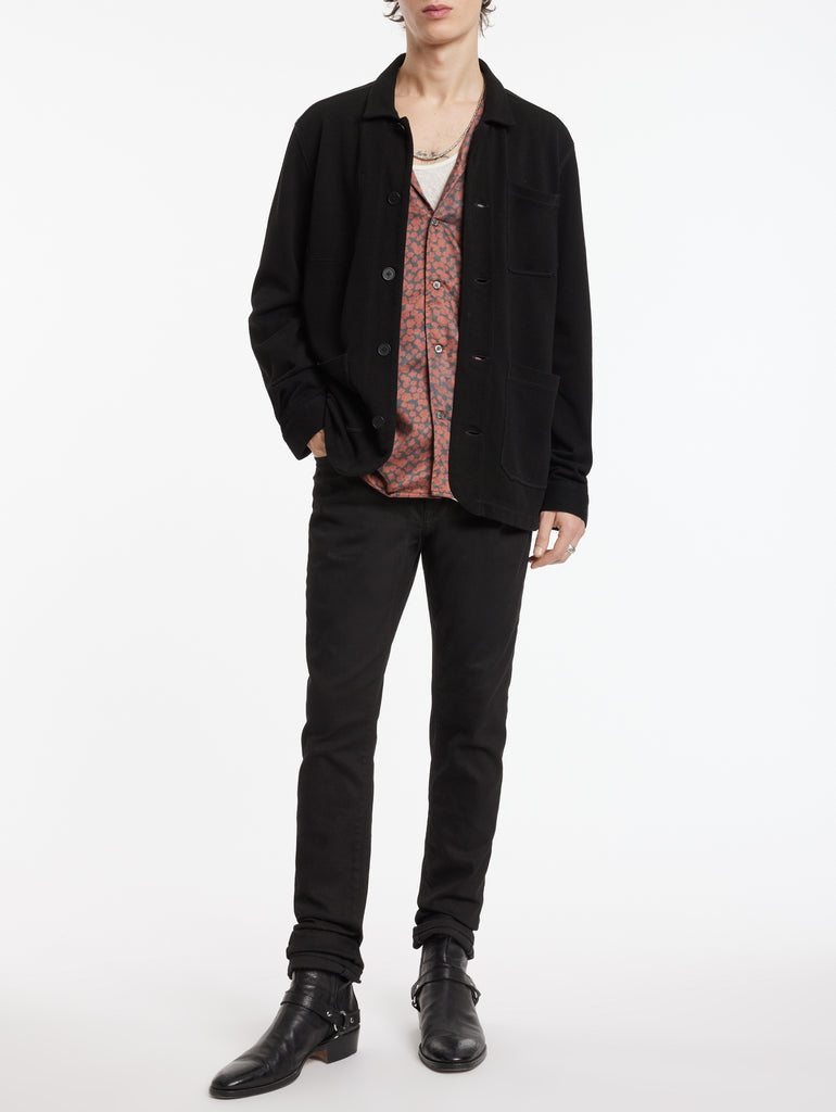 John Varvatos Long Seed Stitch Chore Jacket - Black