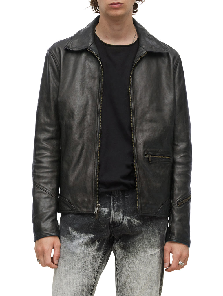 John Varvatos DEGRAW Leather Blouson Jacket - Black