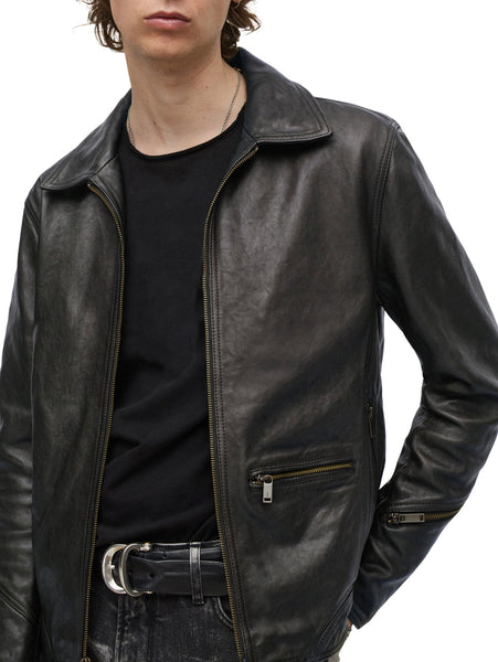 John Varvatos DEGRAW Leather Blouson Jacket - Black