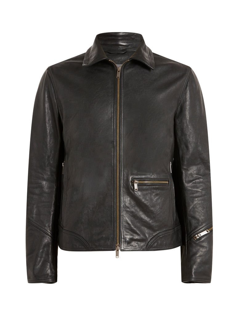 John Varvatos DEGRAW Leather Blouson Jacket - Black