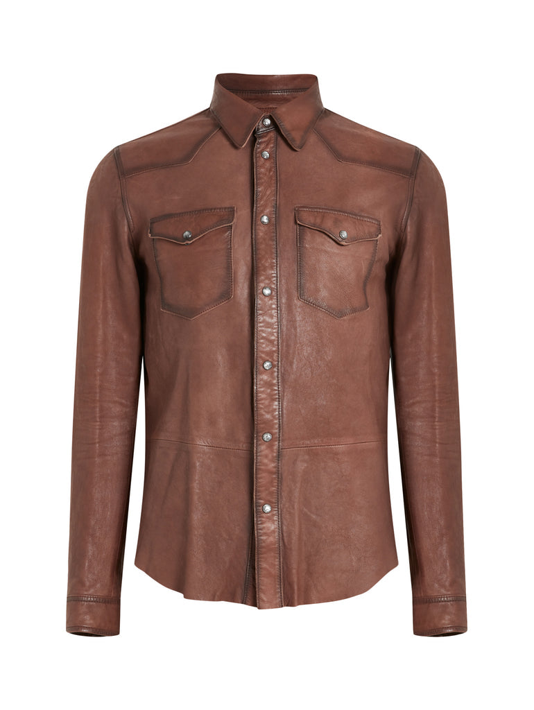 John Varvatos MASON Leather Shirt Jacket - Mocha