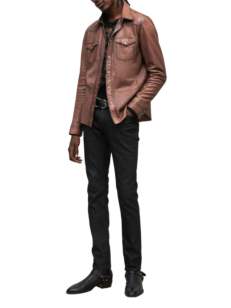 John Varvatos MASON Leather Shirt Jacket - Mocha