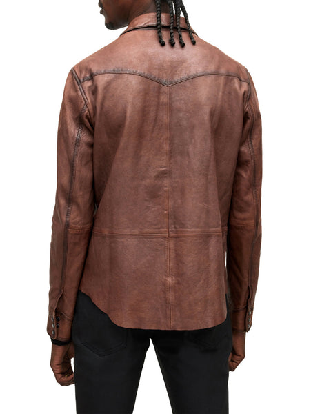 John Varvatos MASON Leather Shirt Jacket - Mocha