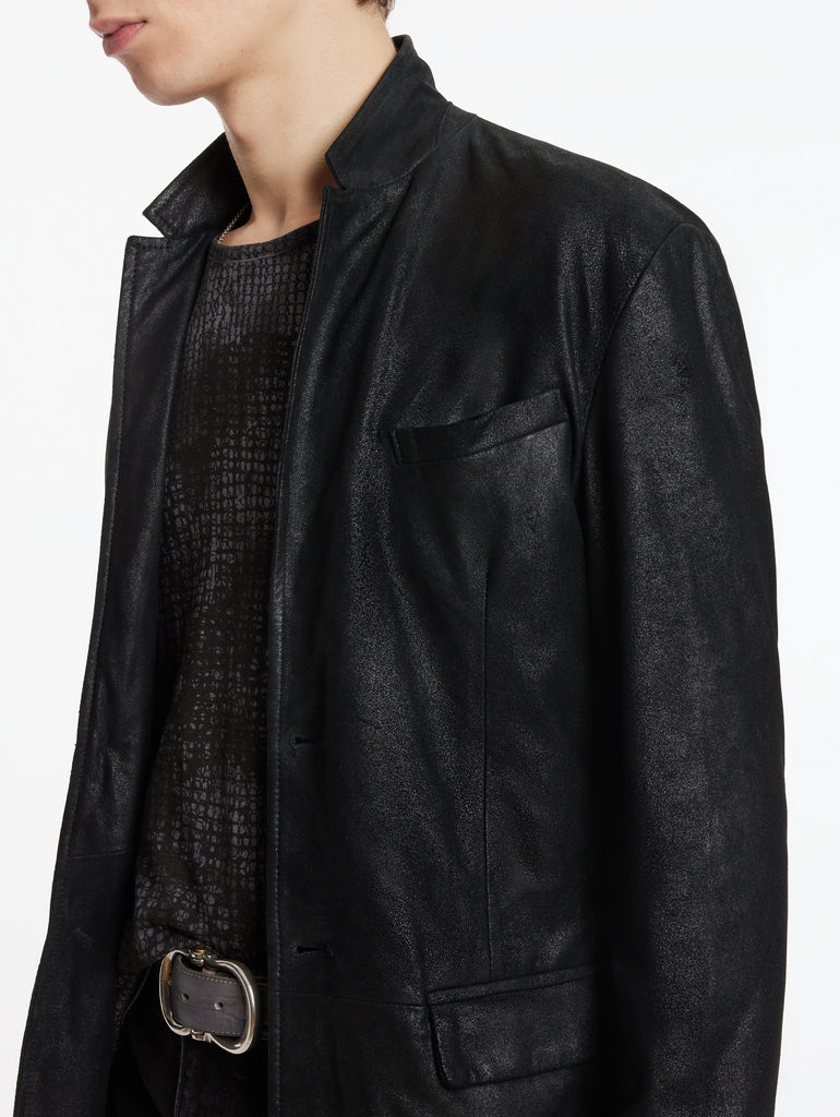 John Varvatos Stan Leather Soft Jacket - Black