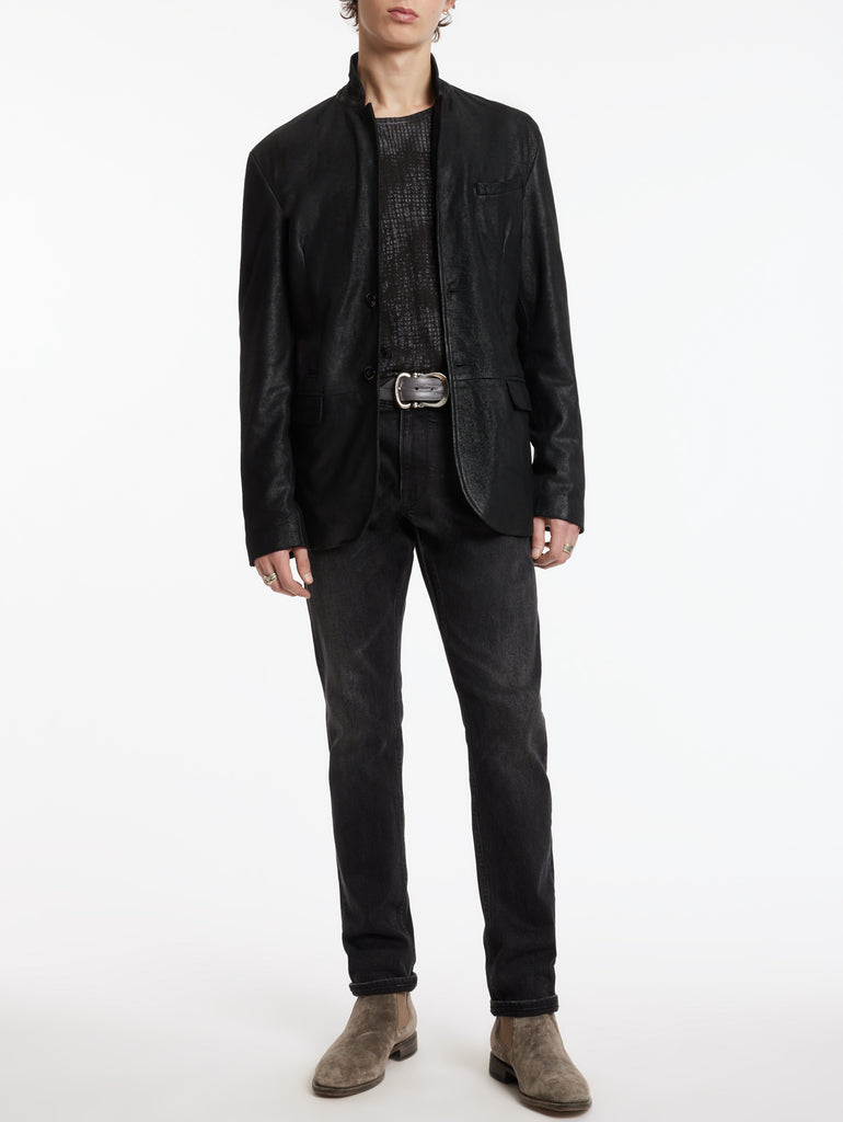 John Varvatos Stan Leather Soft Jacket - Black