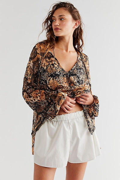 Free People Out for the Night printed top in snake combo