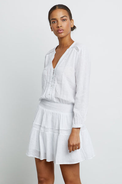 Rails Jasmine l/s linen dress in White Lace Detail