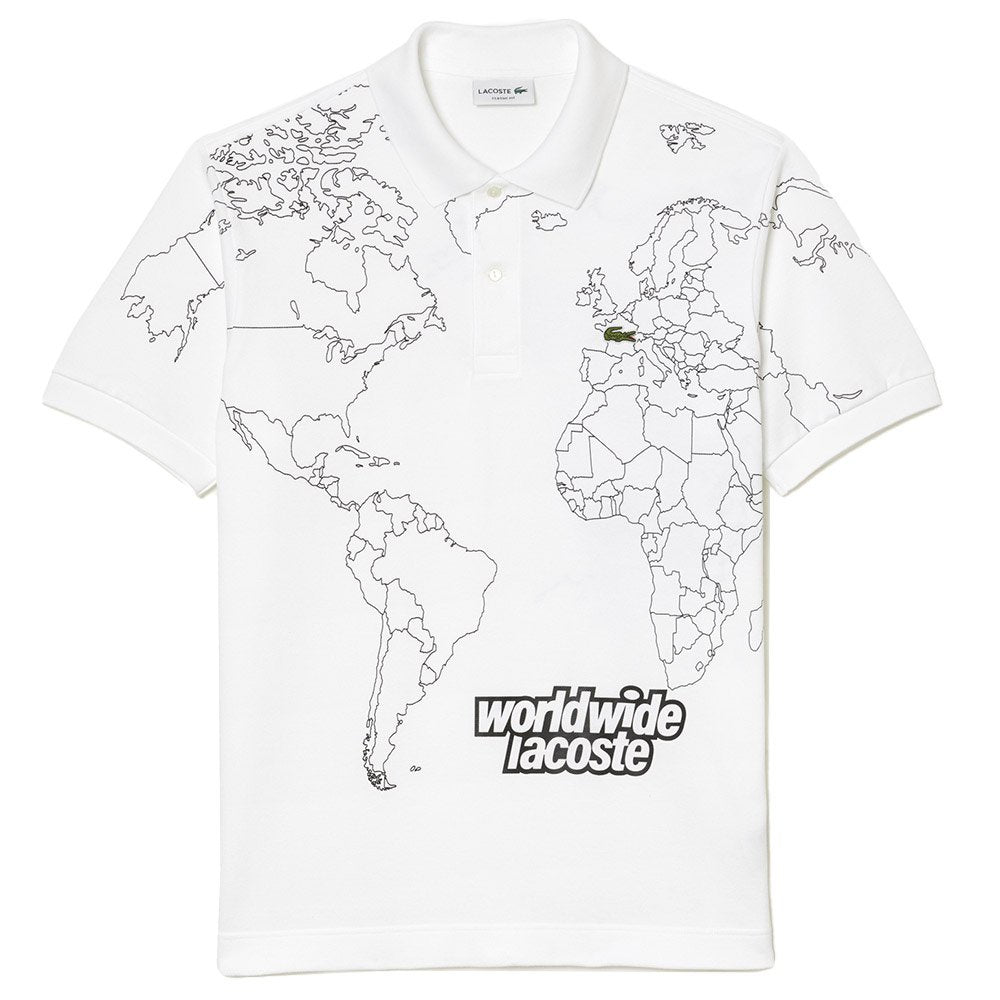 Lacoste Men's Worldwide Print Cotton Polo - White
