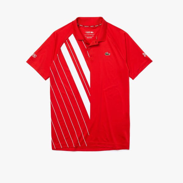 Lacoste SPORT Novak Djokovic Print Stretch Jersey Polo Shirt - Red