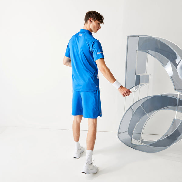 Lacoste SPORT Novak Djokovic Breathable Jersey Polo Shirt - Blue/White