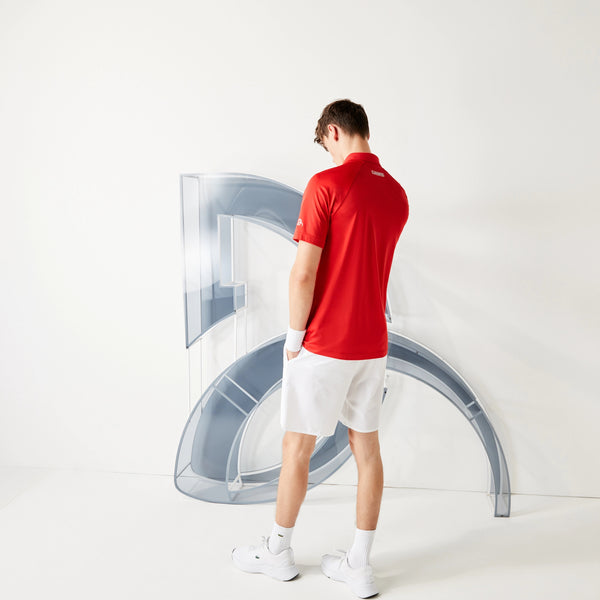 Lacoste SPORT Novak Djokovic Print Stretch Jersey Polo Shirt - Red