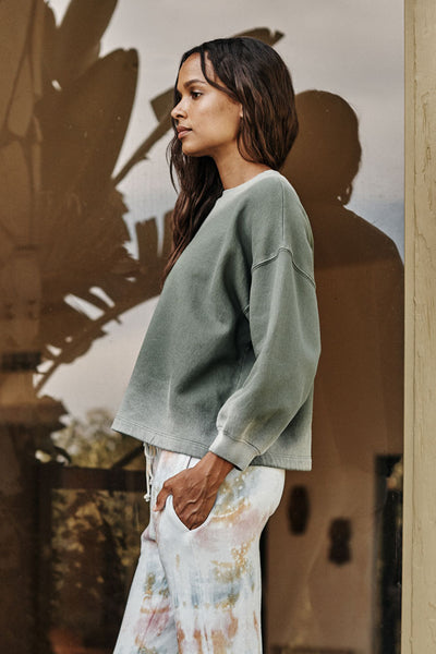 Velvet Olivette Ombre Fleece Top in Willow