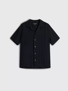 John Varvatos Danny SS Linen Camp Shirt - Black