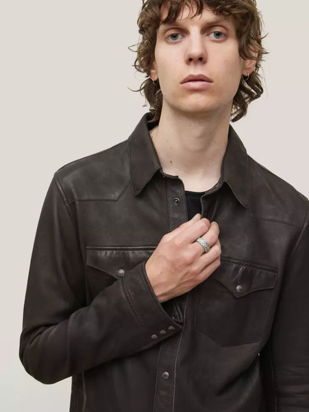 John Varvatos MASON Leather Shirt Jacket - Black
