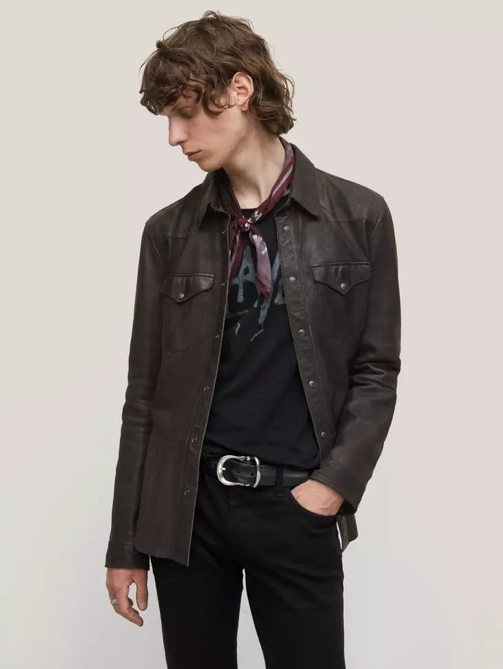 John Varvatos MASON Leather Shirt Jacket - Black