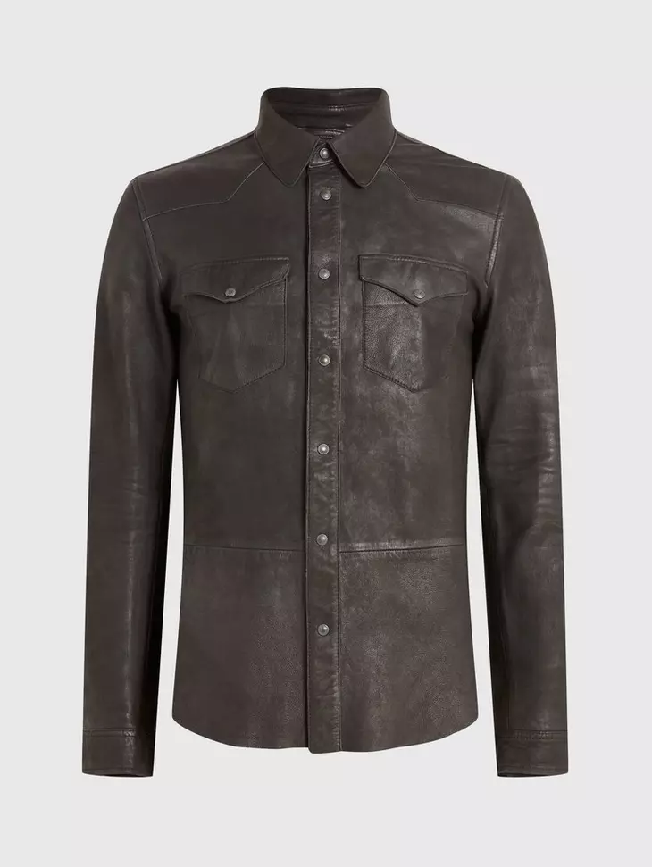 John Varvatos MASON Leather Shirt Jacket - Black
