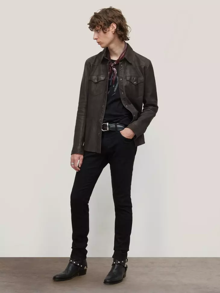 John Varvatos MASON Leather Shirt Jacket - Black