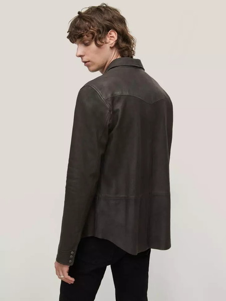 John Varvatos MASON Leather Shirt Jacket - Black