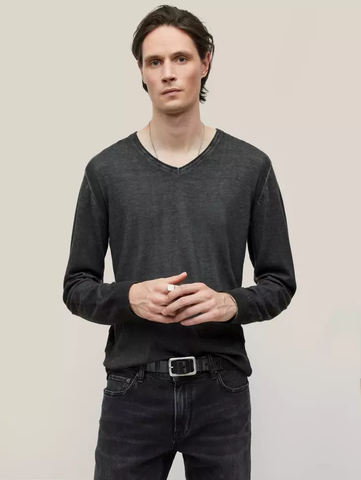 John Varvatos DREW V-Neck Sweater - Charcoal Htr