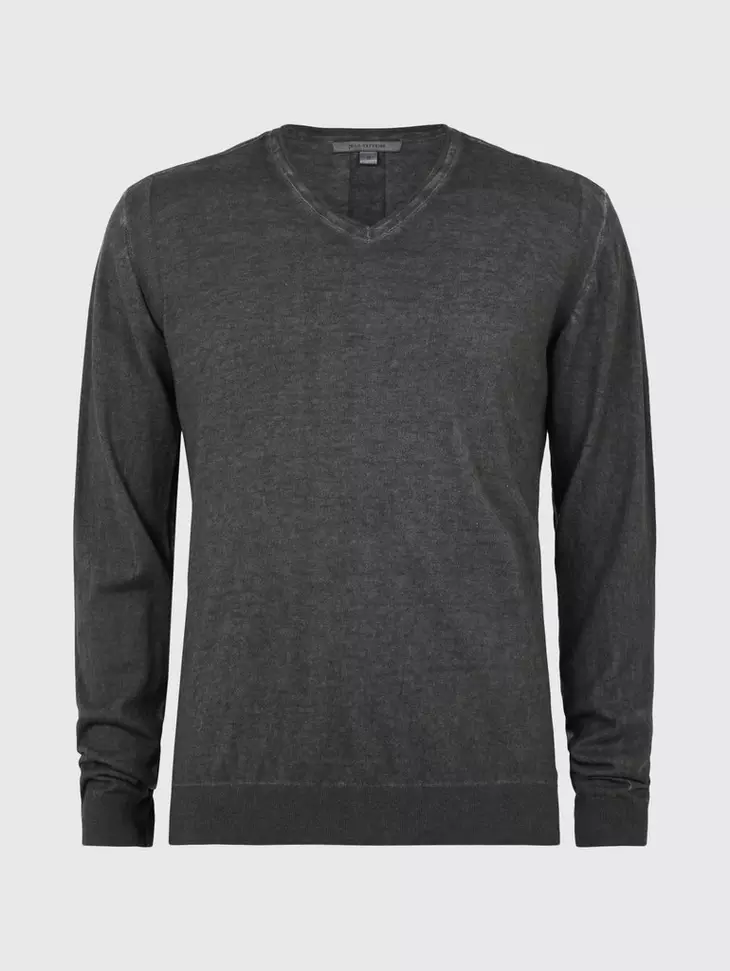 John Varvatos DREW V-Neck Sweater - Charcoal Htr