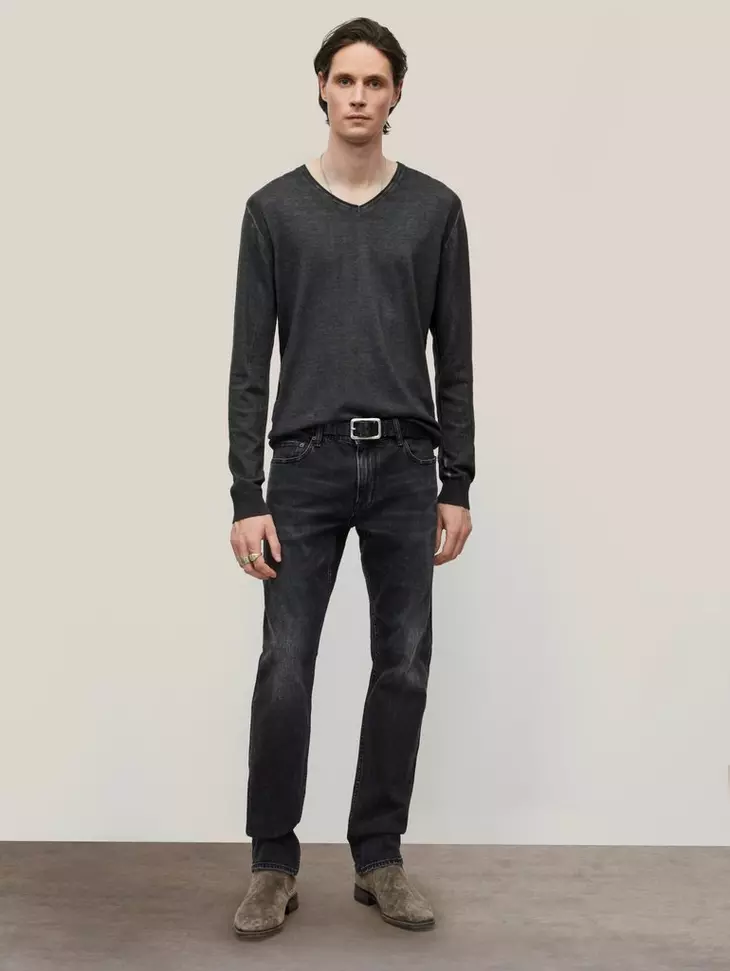 John Varvatos DREW V-Neck Sweater - Charcoal Htr