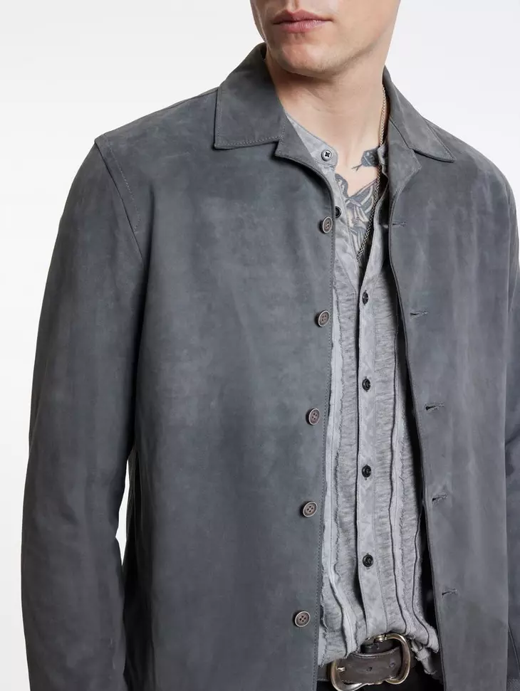 John Varvatos Simo Suede Shirt - Iron Grey