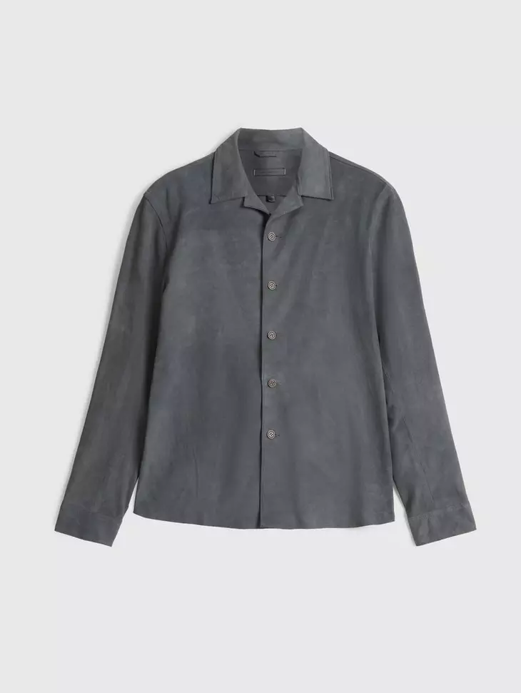 John Varvatos Simo Suede Shirt - Iron Grey
