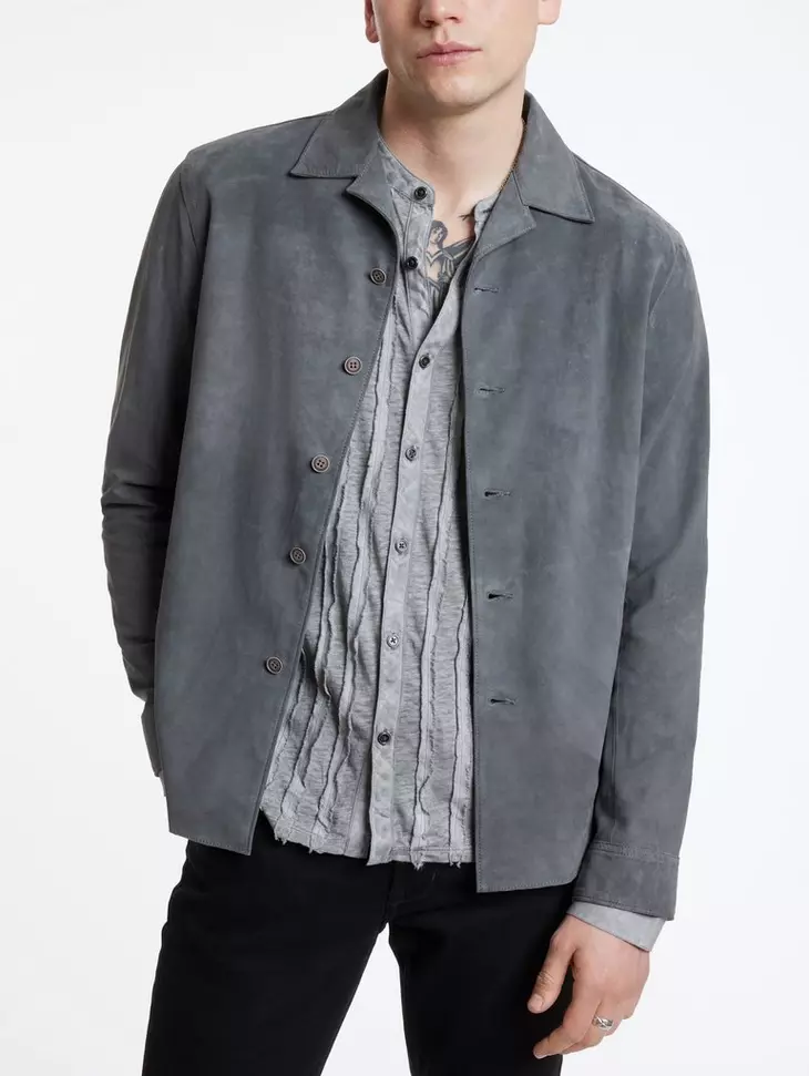 John Varvatos Simo Suede Shirt - Iron Grey