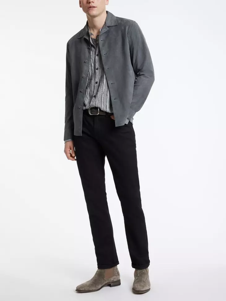 John Varvatos Simo Suede Shirt - Iron Grey