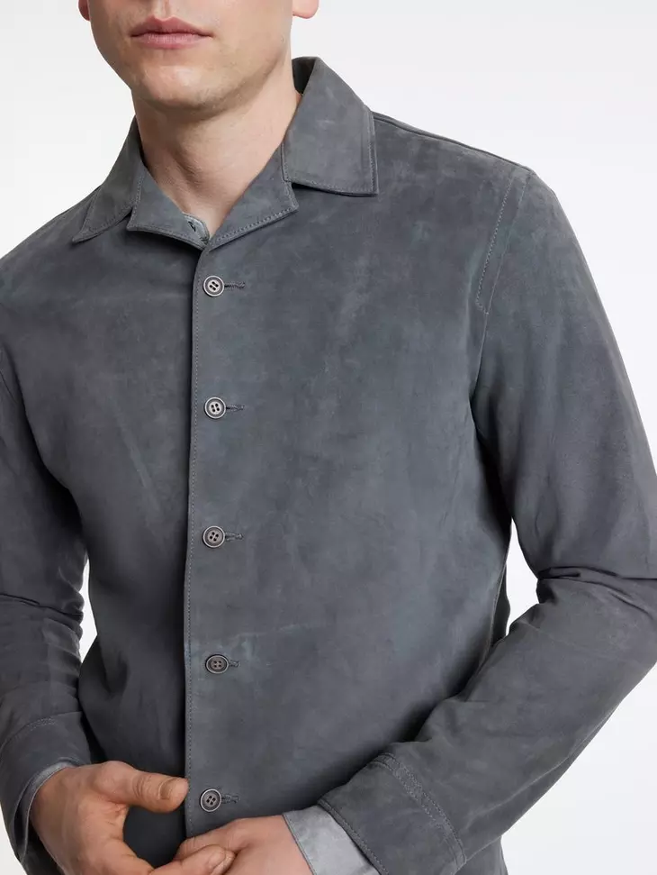 John Varvatos Simo Suede Shirt - Iron Grey