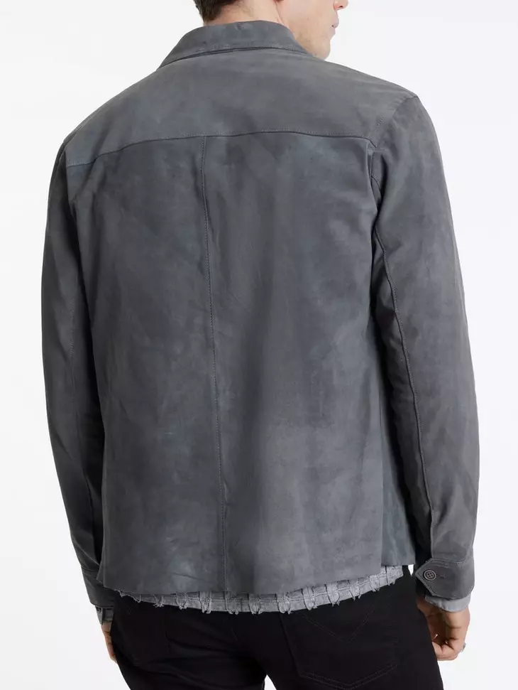 John Varvatos Simo Suede Shirt - Iron Grey