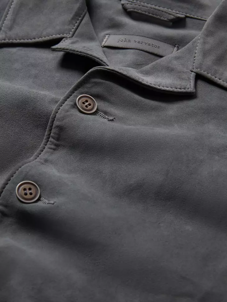 John Varvatos Simo Suede Shirt - Iron Grey