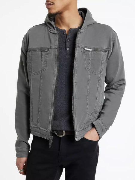 John Varvatos Scott Stretch Hooded Jean Jacket - Shark