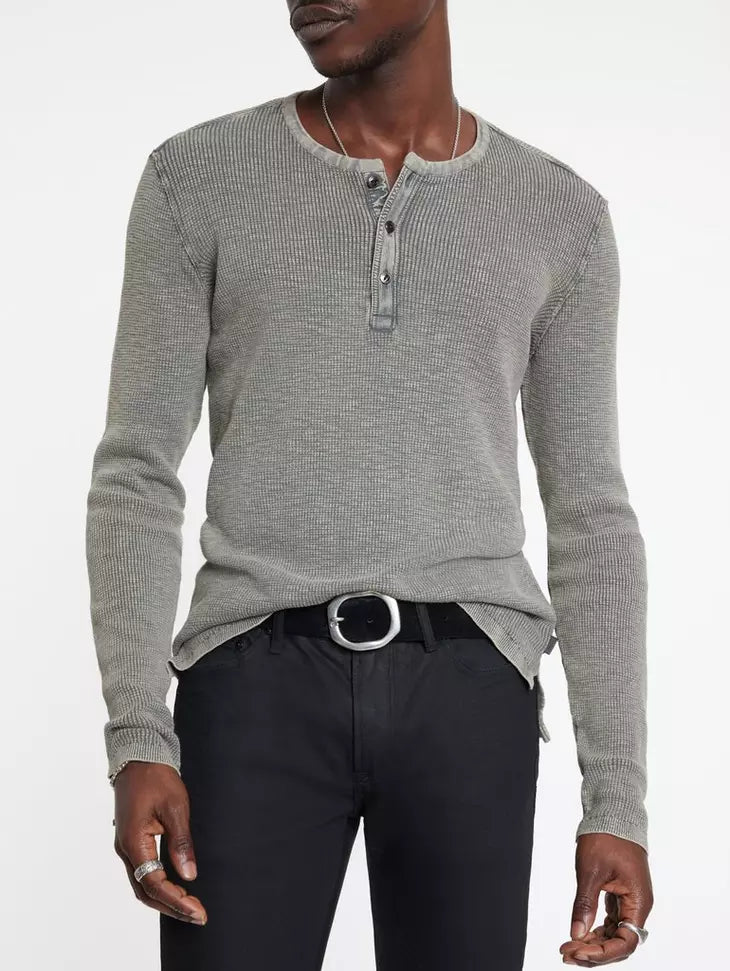 John Varvatos Memphis Waffle Henley - Grey Heather