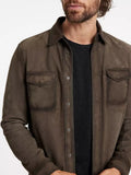 John Varvatos Izzy Leather Shirt Jacket - Earth Brown