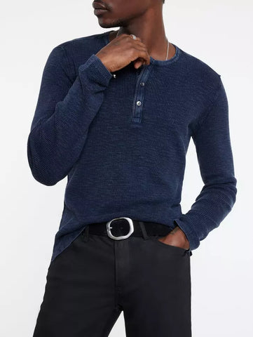 John Varvatos Memphis Waffle Henley - Navy