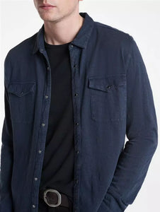 John Varvatos Arvon Western Shirt - Pacific Blue