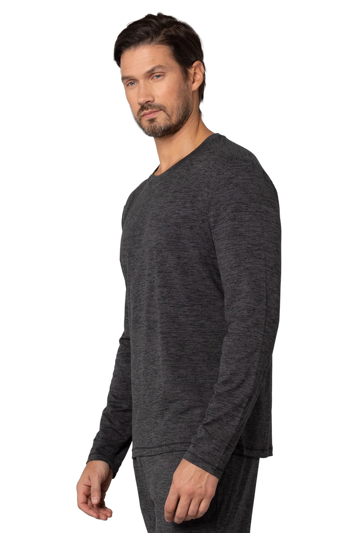 pure & simple Men's Core Long Sleeve Crew T-Shirt - Black Heather