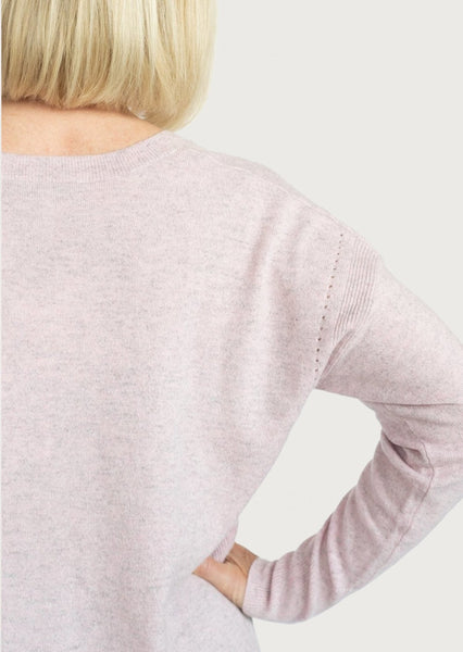 autumn cashmere relaxed v-neck cashmere sweater in pink heather