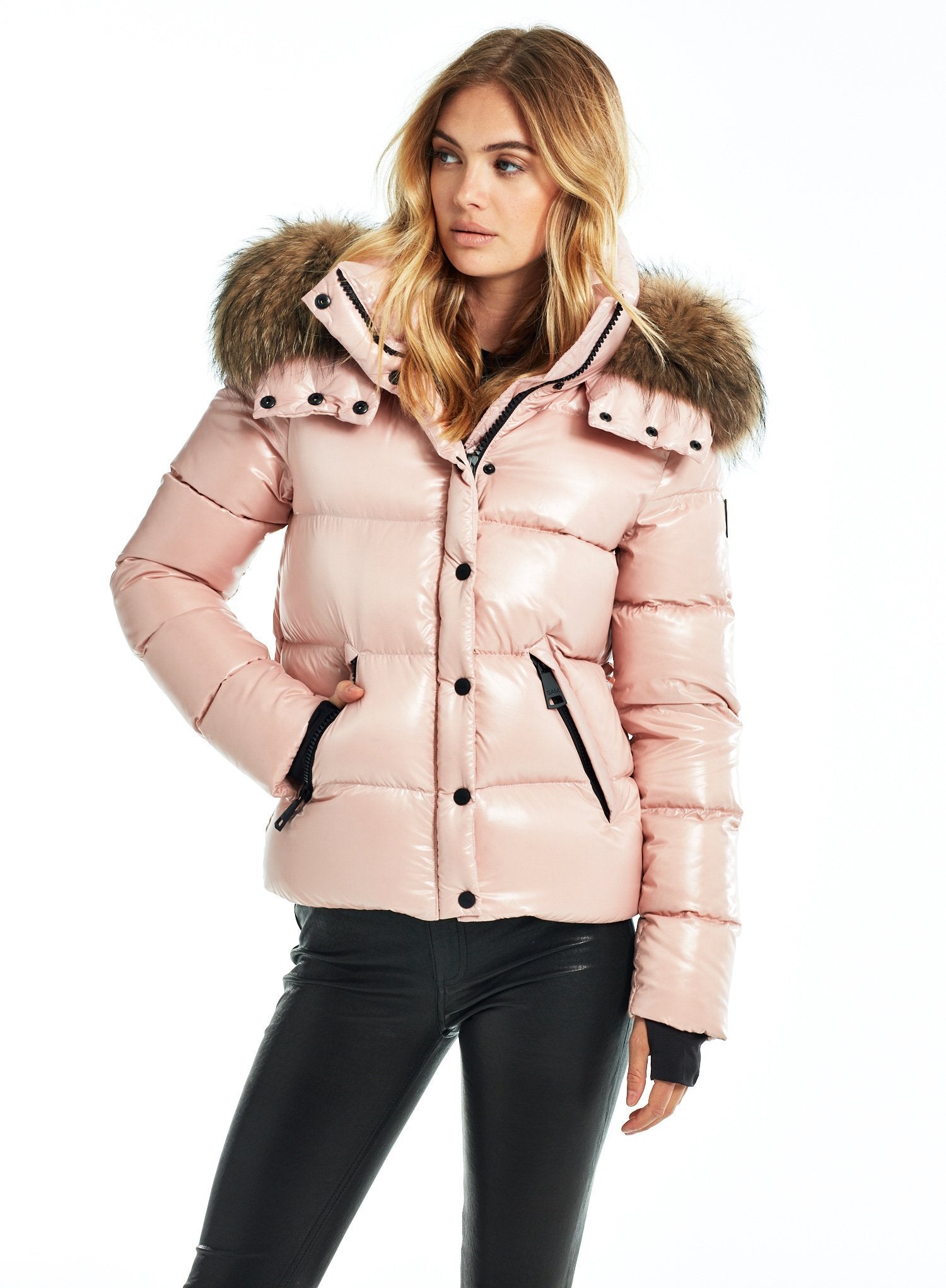 SAM Fur Annabelle Down Jacket w Removable Hood Blush