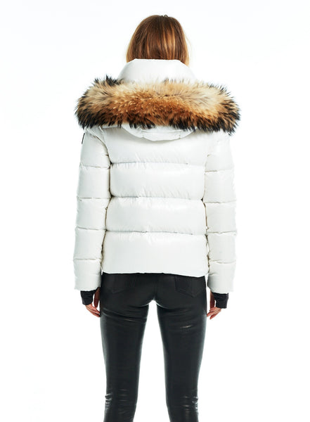 SAM Fur Annabelle Down Jacket w Removable Hood Marshmallow