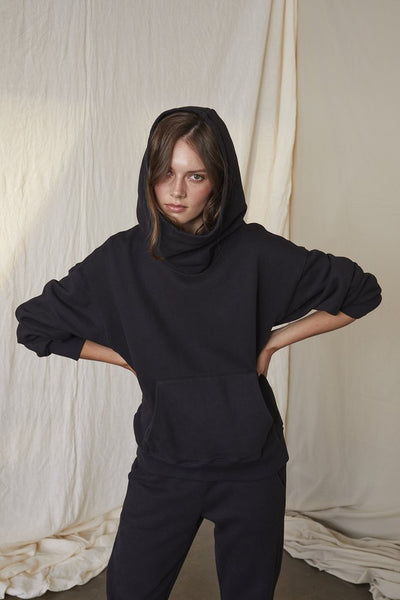 Velvet Ora Soft Fleece Hoody in Black
