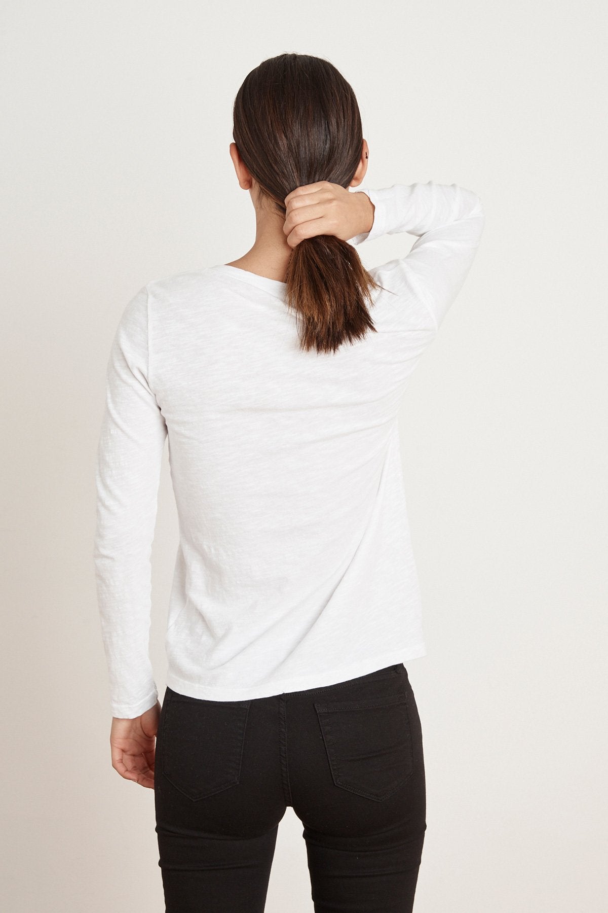 Velvet Originals Blaire L/S V-Neck Top in White
