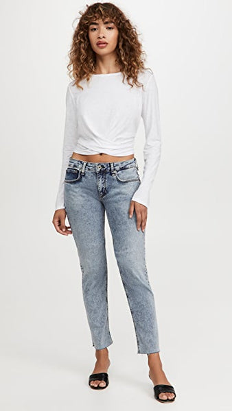 Velvet Beatrice Cotton Slub Long Sleeve twist front in white
