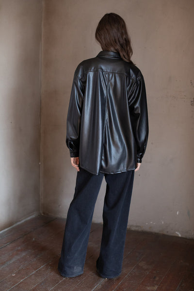 Velvet Anny Vegan Leather Shirt in Black